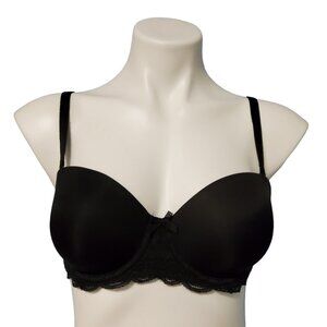 Victoria's Secret Strapless Bra Size 32D Underwire Padded Multi-Way Black Lace